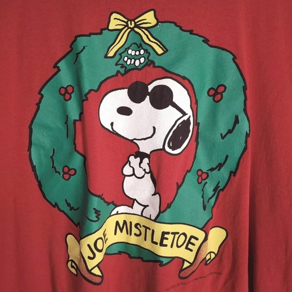 VTG Snoopy 1958-1971 Shirt "Joe Mistletoe" Red - Picture 3 of 7